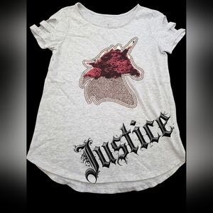 *1002 sequin justice shirt top tee Girls size 12